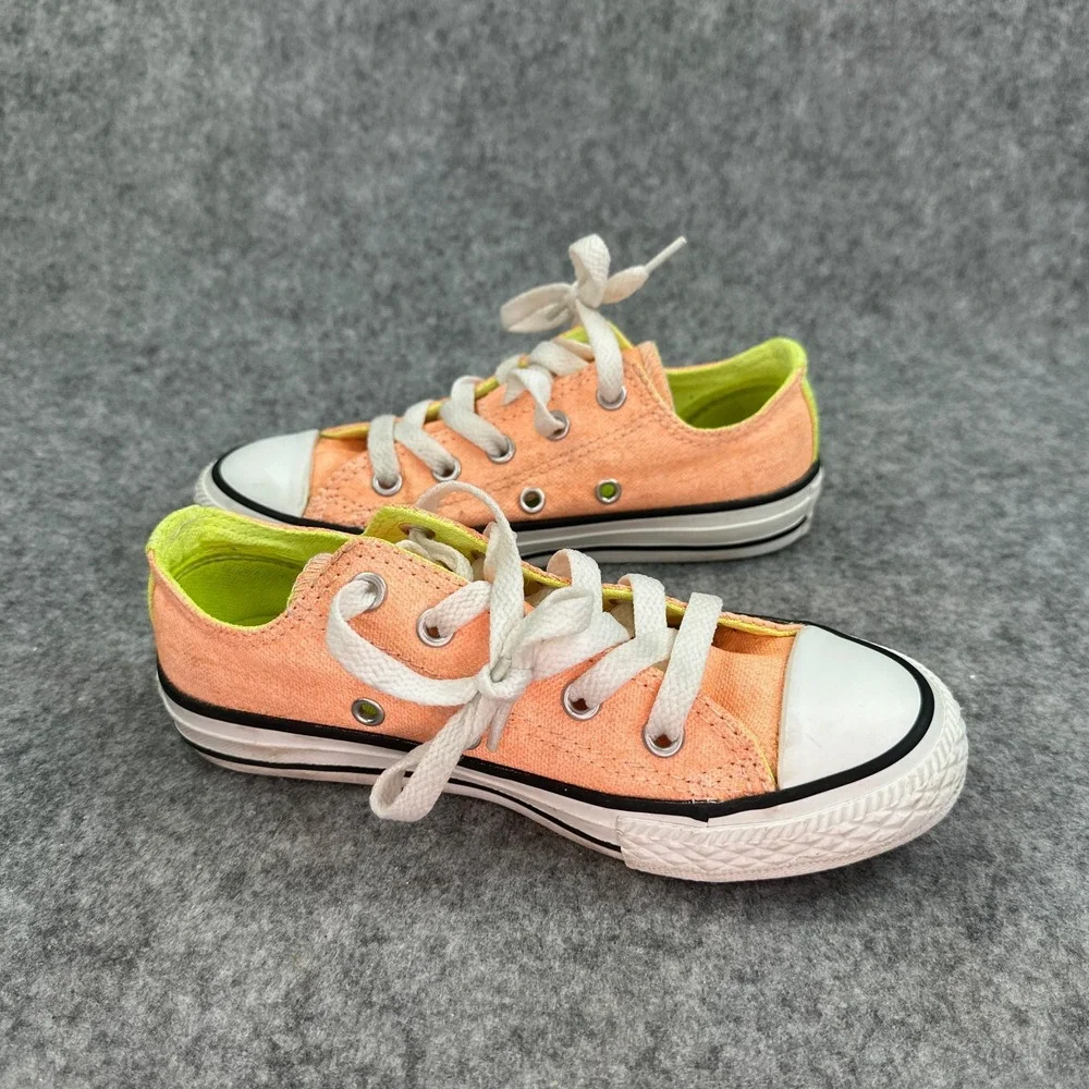 Converse Chuck Taylor All Star Junior 12 Neon Orange Yellow Low Top 637348F
